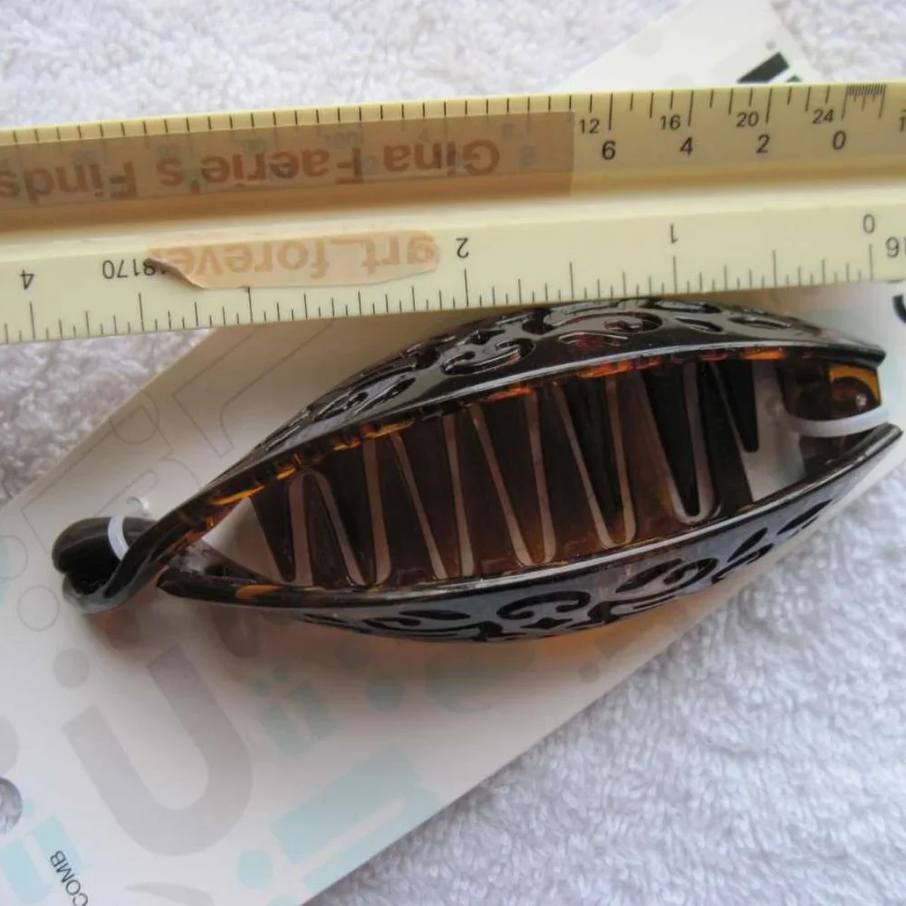 Scunci Design Tortoise Plastic Secure Hinged Open Banana Comb Hair Barrette Clip